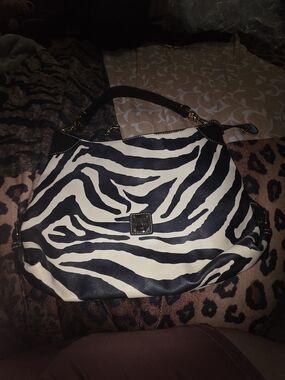 Dooney & Bourke Black & White Zebra Hobo Bag